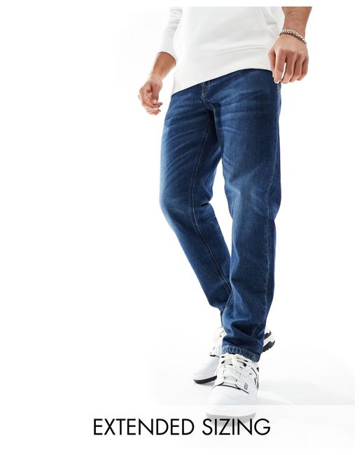 ASOS Blue Stretch Tapered Jeans for men
