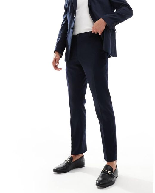 SELECTED Blue Wool Blend Slim Fit Trousers for men