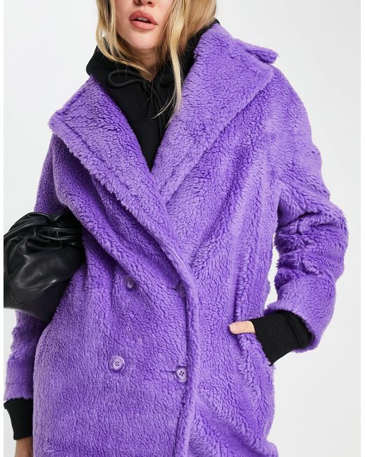 Helene Berman Purple Double Breasted Teddy Coat