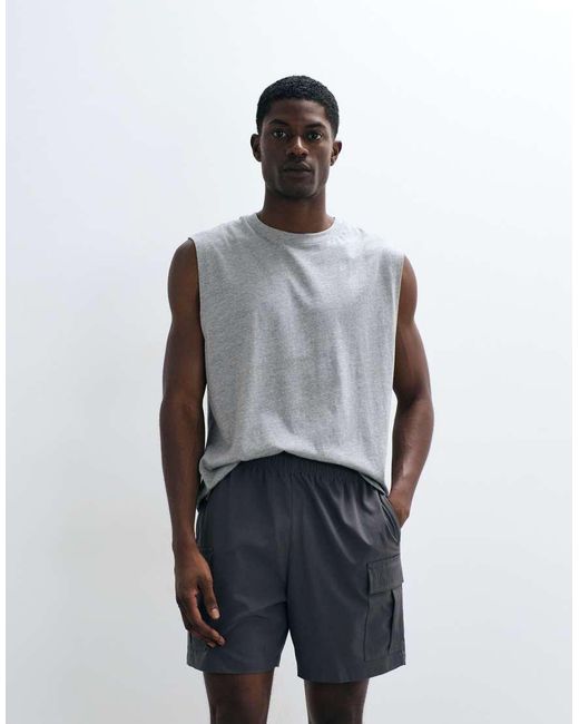 4505 Gray Icon 7 Inch Quick Dry Training Cargo Shorts With Zip Pockets for men