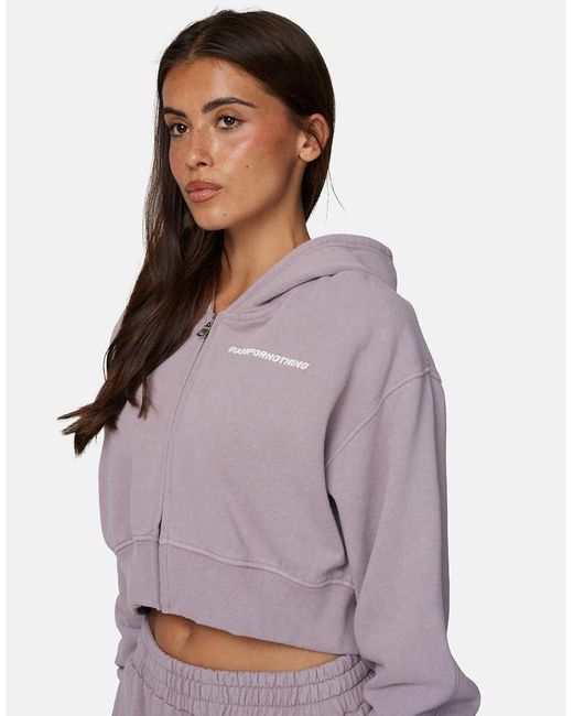 Good For Nothing Purple Vintage Wash Cropped Zip Through Hoodie