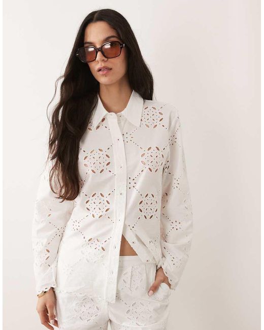 River Island Natural Cutwork Poplin Shirt