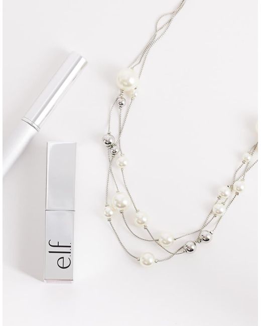 ASOS White Asos Design Curve Multi-row Necklace With Faux Pearls