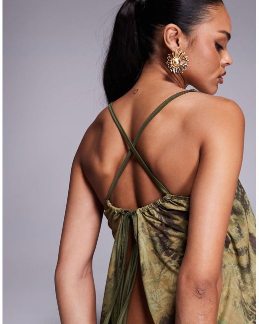 ASOS Multicolor Co-ord Mesh Floaty Tie Back Top