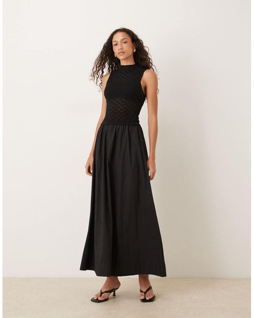 Vrg Grl Textured Body Midaxi Dress in Black | Lyst