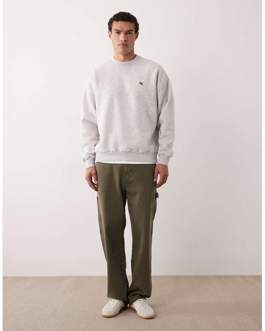 Abercrombie & Fitch White Icon Logo Sweatshirt for men