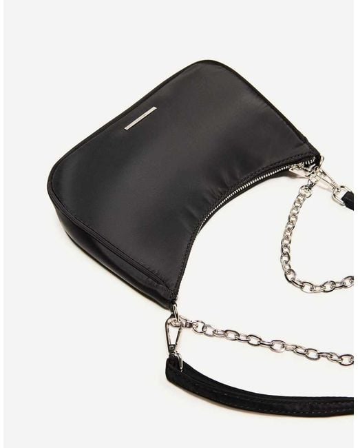 Bershka White Satin Crossbody Bag With Chain