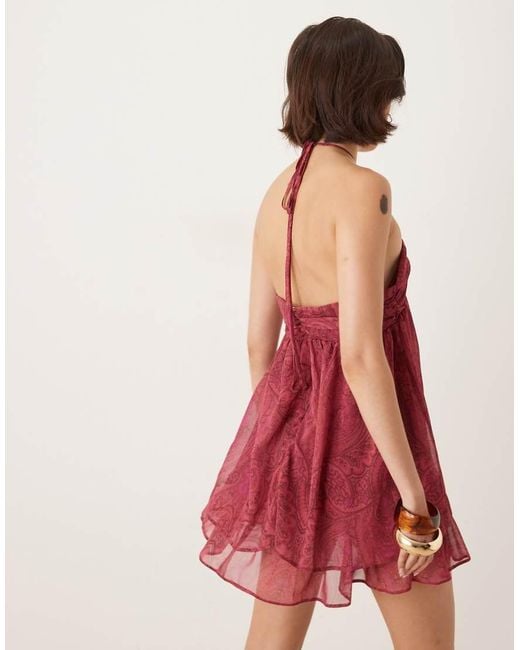 ASOS Red Halter Ruched Bust Mini Dress