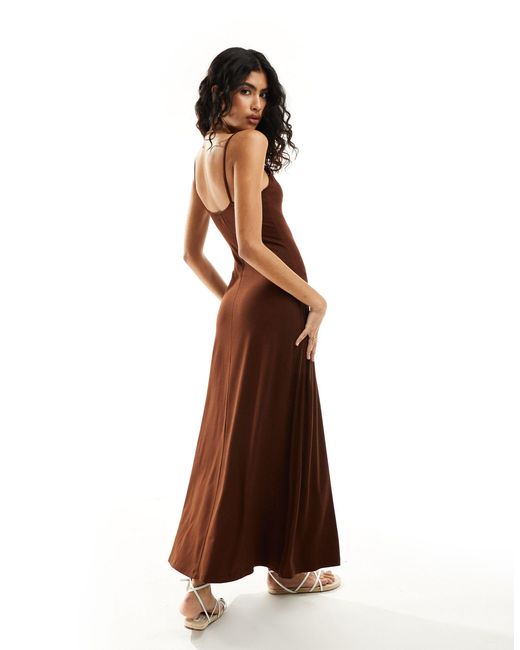 ASOS Brown Scoop Back Strappy Maxi Dress