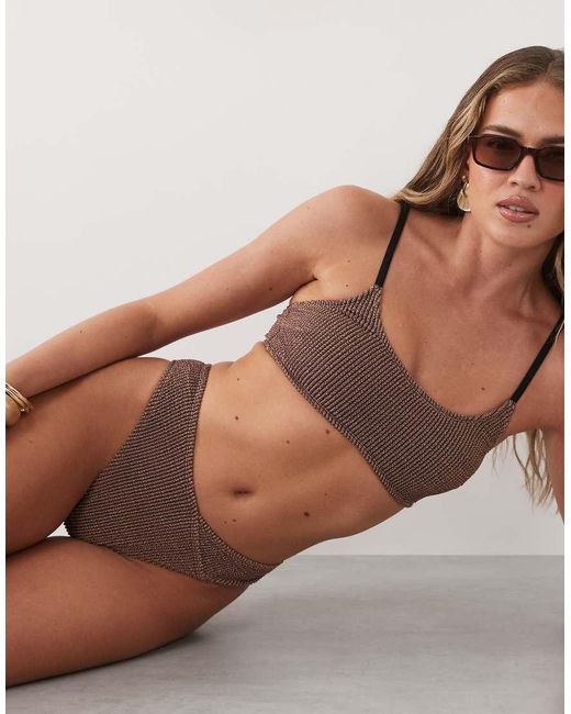 CUPSHE Brown Scrunch Bralet Bikini Set