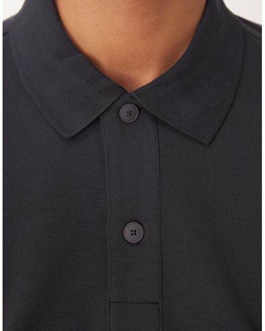 Mango Blue Cotton Mix Polo Top for men
