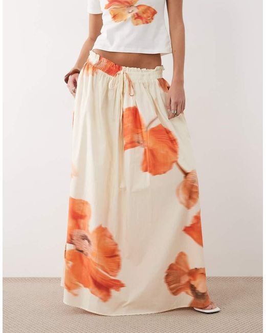 Never Fully Dressed Orange Cotton Full Maxi Skirt