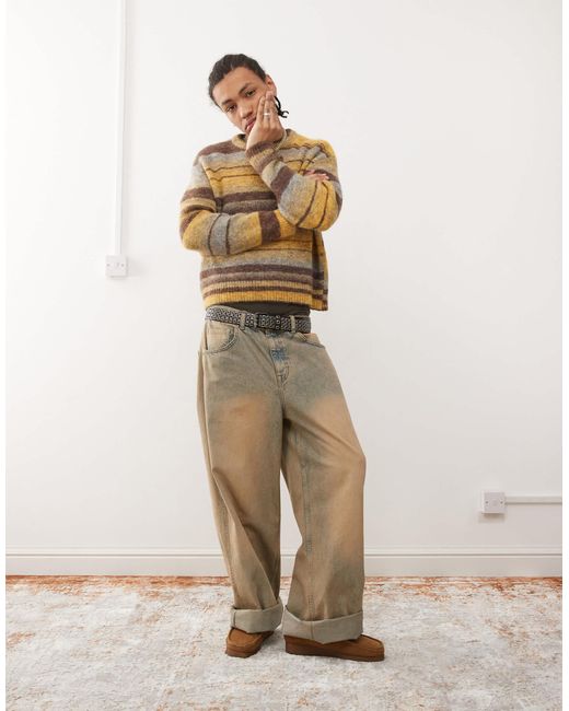 Murray - pull en laine mélangée à rayures - jaune et Weekday pour homme en coloris Brown