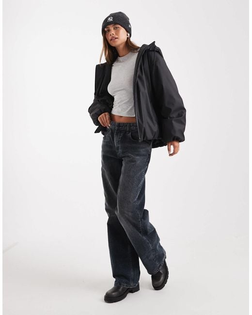 ASOS Black Rubberized Hooded Rainwear Bomber Jacket