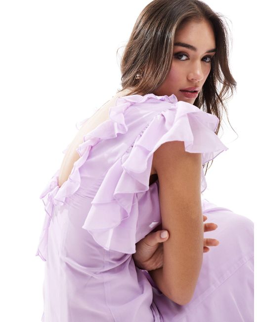 ASOS Purple Godet Frill Midaxi Dress