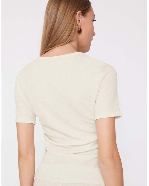 Tezenis White Short Sleeve Crinkle Top With Gathering