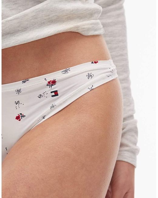 Tommy Hilfiger White Microfibre Essentials Thong