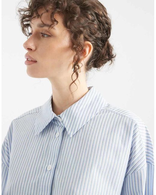ASOS Blue Oversized Double Layered Shirt Mini Dress