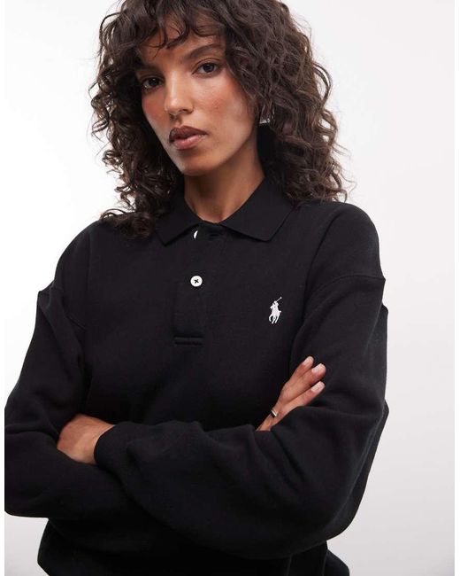 Polo Ralph Lauren Blue Icon Logo Collared Rugby Sweatshirt