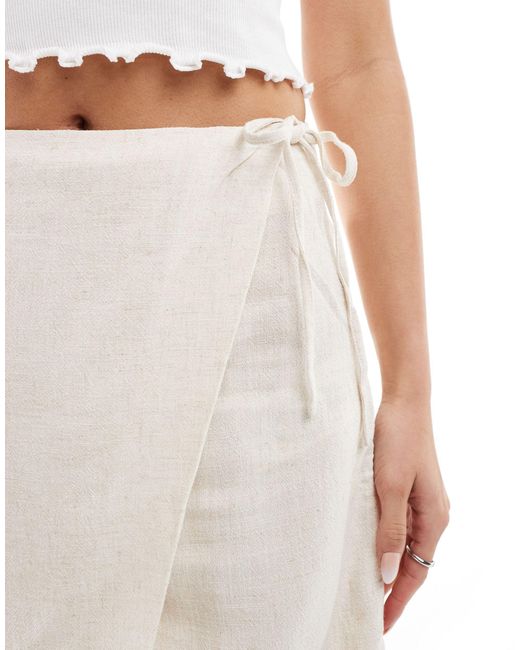 Object White Linen Touch Mini Wrap Skirt