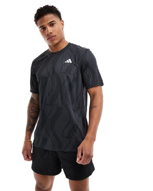 Adidas - tennis club - t-shirt nera con stampa grafica di Adidas Originals in Blue da Uomo