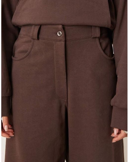 ASOS Brown Circular Design Collection Wide Leg Trackies With Seam Details