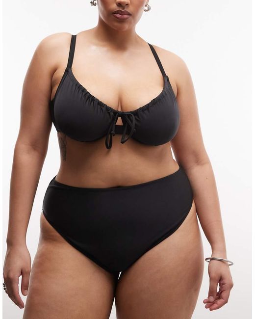 Collusion Black Plus High Waist Bikini Bottom