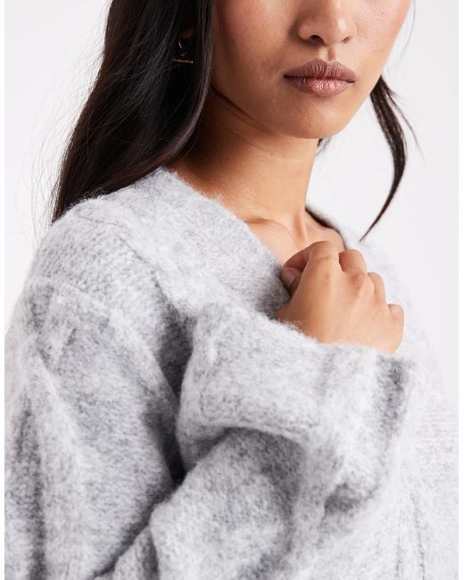 4th & Reckless Wool Feel Cable Knit V-neck Maxi Sweater Dress in White | Lyst 4th & Reckless Wool Feel Cable Knit V-neck Maxi Sweater Dress in White | Lyst