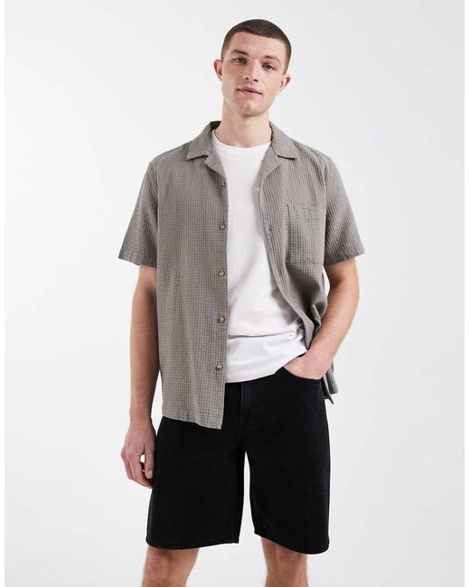 Only & Sons Gray Edge Straight Fit Denim Shorts for men