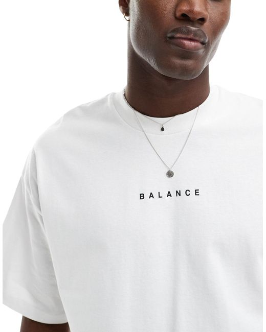 SELECTED White Oversized Heavy Weight T-shirt With Balance Backprint for men