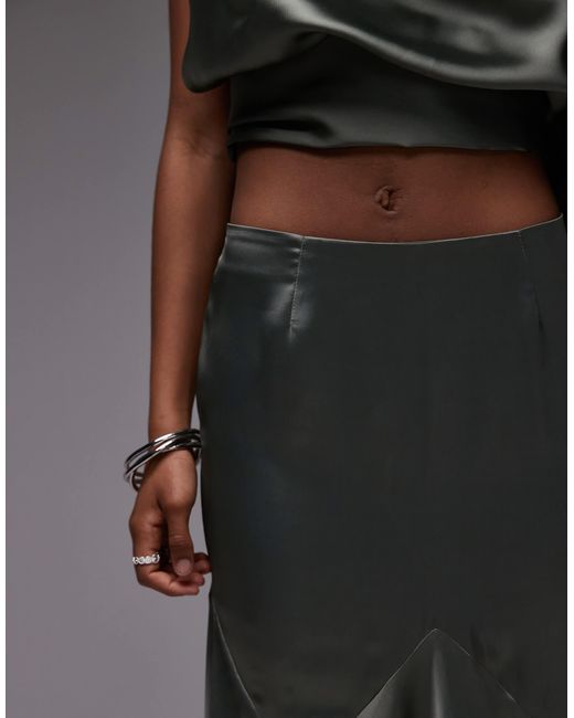 ASOS Gray Satin Panel Bias Maxi Skirt