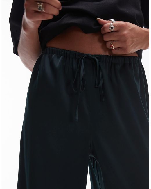 TOPSHOP Black Satin Drawcord Trouser