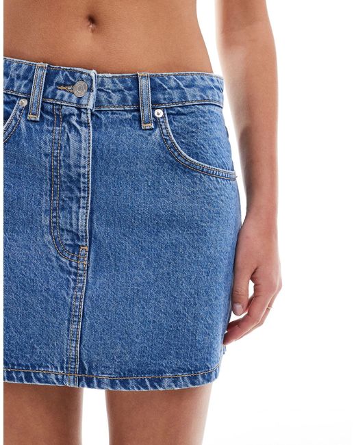 Mini-jupe d'ensemble en jean - moyen délavé ASOS en coloris Blue