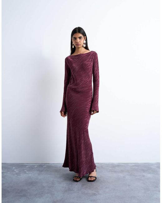 Robe mi-longue à encolure bateau en cupro jacquard TOPSHOP en coloris Purple