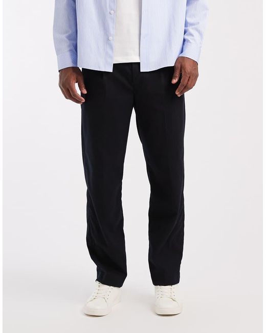 Mango Blue Pleat Front Tailored Trouser for men