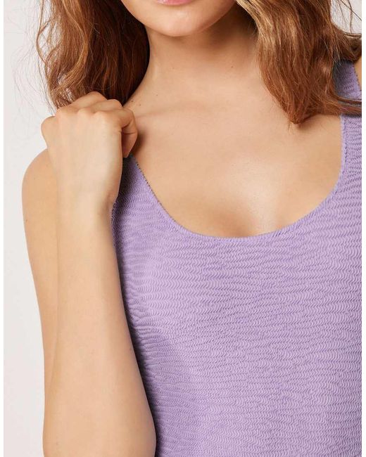 Calzedonia Purple High-Leg Swimsuit Crinkle Waves