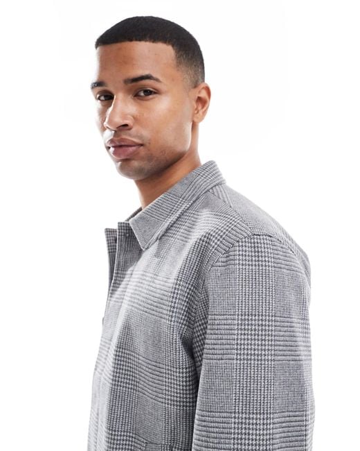 Jack & Jones Gray Boxy Wool Blend Jacket for men