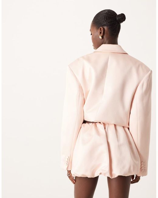 Minifalda De Sastre Con Diseño Abombado De Satén De (Parte De Un Conjunto) ASOS de color Natural