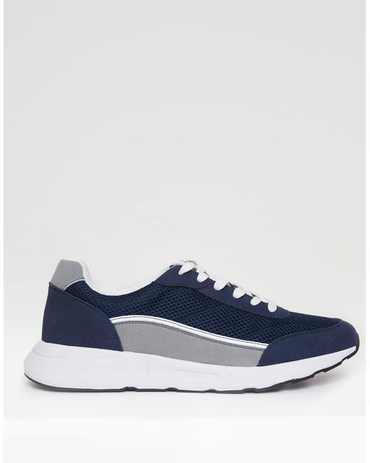 Threadbare Blue Retro Lace Up Trainers for men