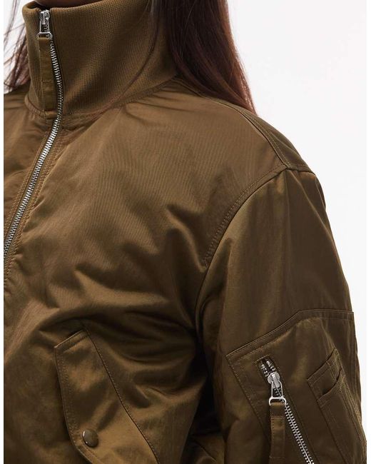 ARKET Brown Sporty Nylon Bomber Jacket With Funnel Neck