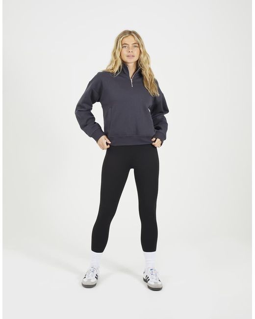 Brave Soul Blue Funnel Neck Quarter Zip Sweatshirt