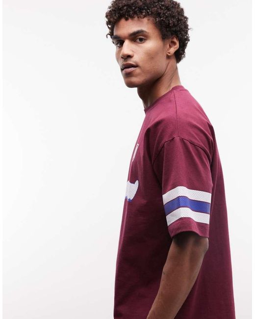 ASOS Red Oversized T-shirt With Football Bubble Graphic for men