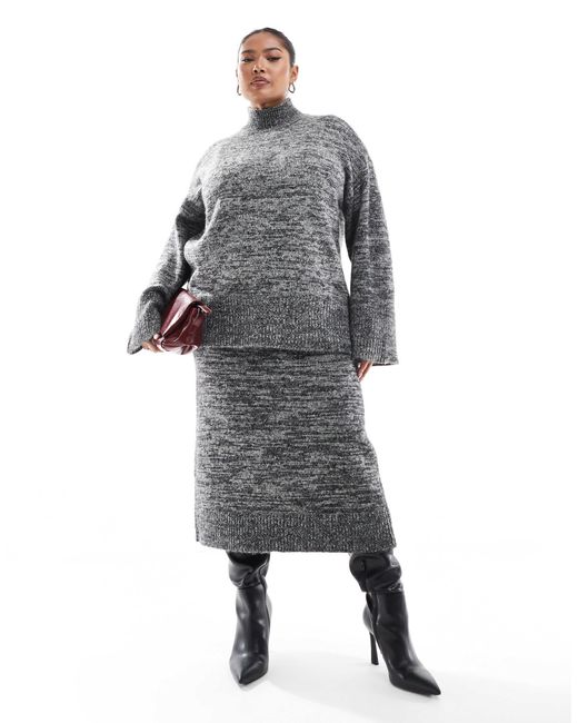 Vero Moda Gray Knitted Midi Skirt Co-ord