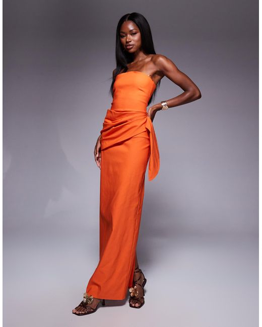 Vesper Blue – trägerloses maxikleid aus bengaline
