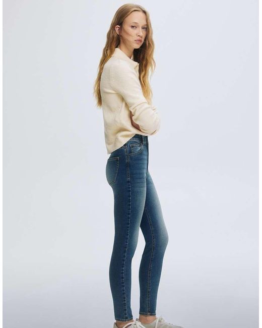 Pull&Bear Blue High-Waist Skinny Jeans