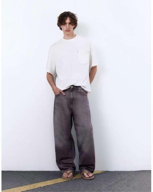 Pull&Bear White Boxy T-shirt With Pocket for men