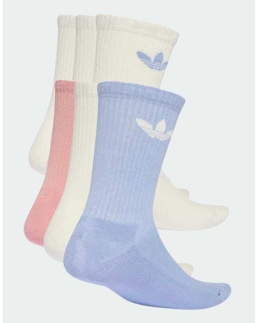 Adidas Originals Blue Trefoil Cushion Crew Socks 6 Pairs
