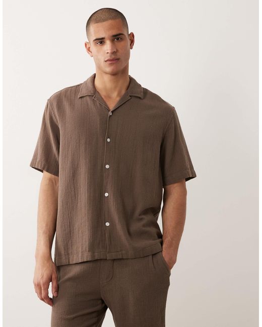 Chemise d'ensemble texturée - marron SELECTED pour homme en coloris Brown