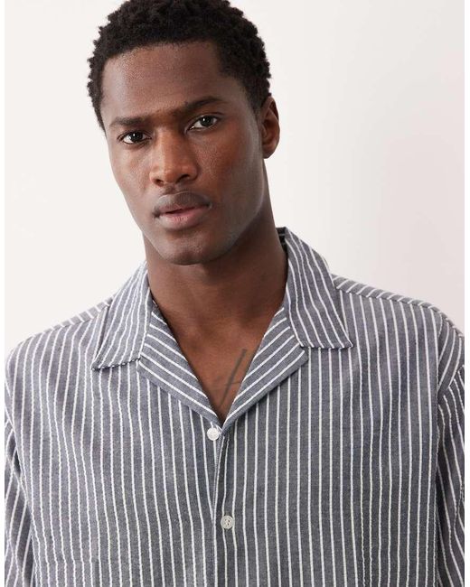 JJ Rebel Gray Co Ord Seersucker Shirt for men