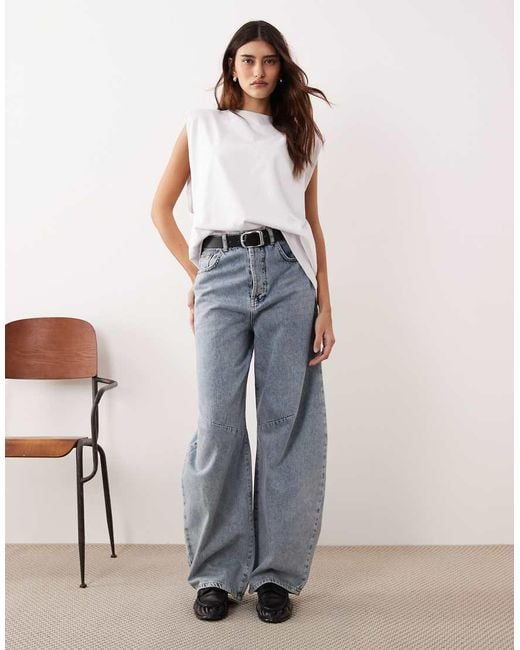 ARRANGE White Shoulder Pad Side Split Oversized Sleeveless Tee